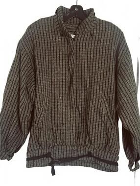 Vintage 1980's Les Loulous de la Cote 100% Wool Knit Zip Vest Heather Brown - M
